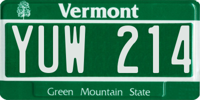 VT license plate YUW214