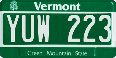 VT license plate YUW223