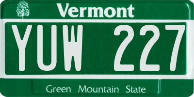 VT license plate YUW227