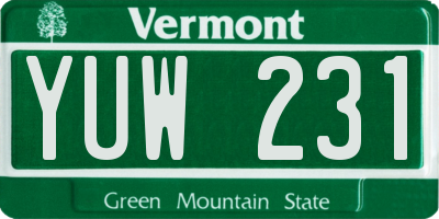 VT license plate YUW231