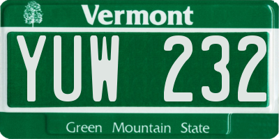 VT license plate YUW232