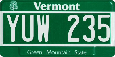 VT license plate YUW235