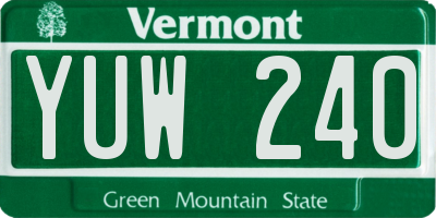VT license plate YUW240