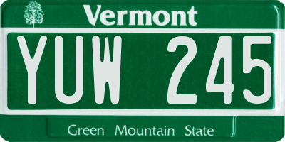 VT license plate YUW245