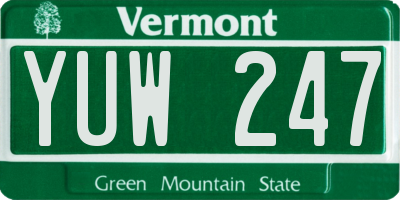 VT license plate YUW247