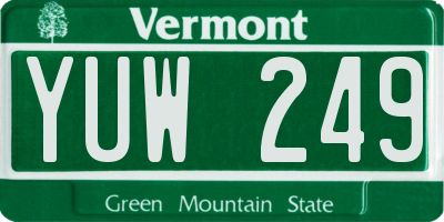 VT license plate YUW249