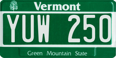 VT license plate YUW250