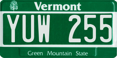VT license plate YUW255