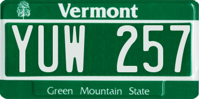 VT license plate YUW257