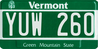 VT license plate YUW260