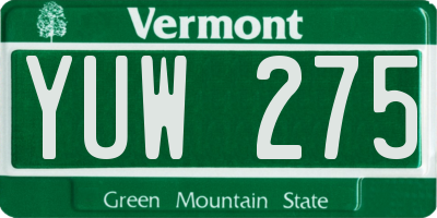 VT license plate YUW275