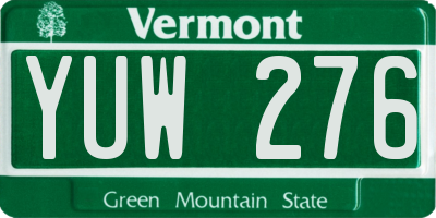 VT license plate YUW276
