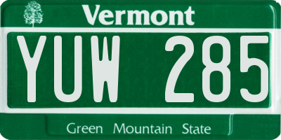VT license plate YUW285