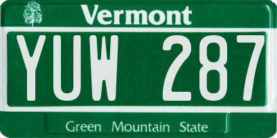 VT license plate YUW287