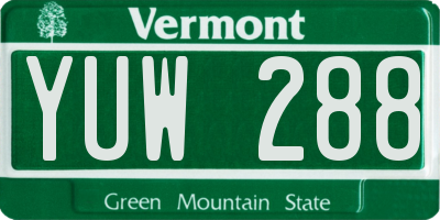 VT license plate YUW288