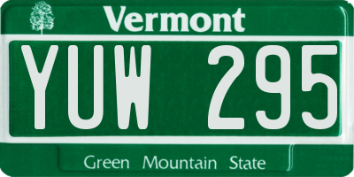 VT license plate YUW295