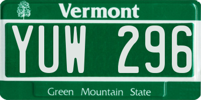 VT license plate YUW296