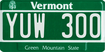 VT license plate YUW300