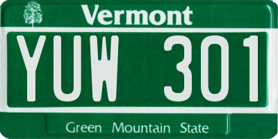 VT license plate YUW301
