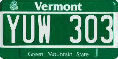 VT license plate YUW303