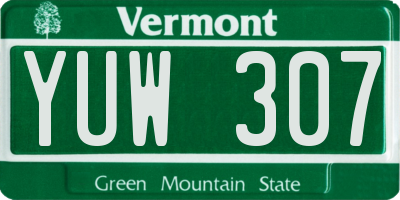VT license plate YUW307
