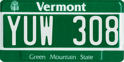 VT license plate YUW308