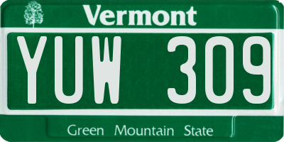 VT license plate YUW309