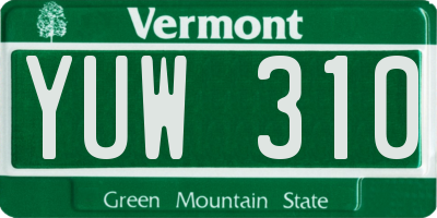 VT license plate YUW310