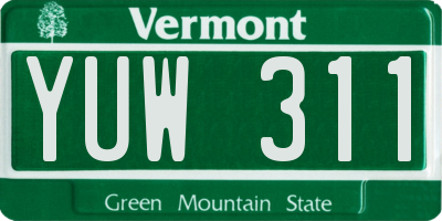 VT license plate YUW311