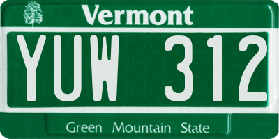 VT license plate YUW312