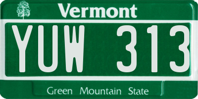 VT license plate YUW313