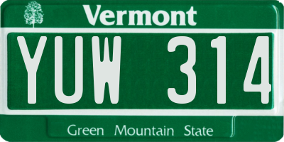 VT license plate YUW314