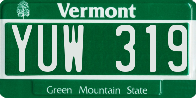 VT license plate YUW319