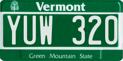 VT license plate YUW320