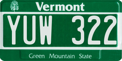VT license plate YUW322