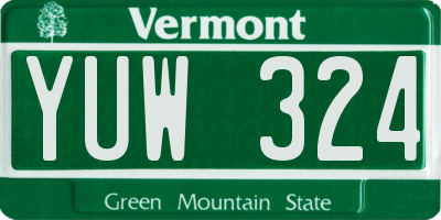 VT license plate YUW324