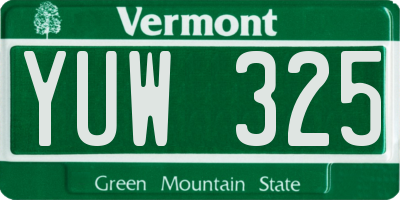 VT license plate YUW325
