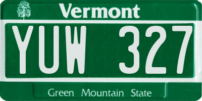VT license plate YUW327