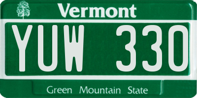 VT license plate YUW330