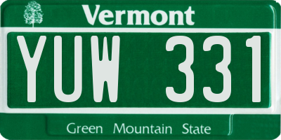 VT license plate YUW331