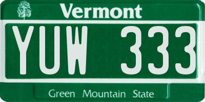 VT license plate YUW333