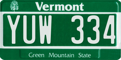 VT license plate YUW334