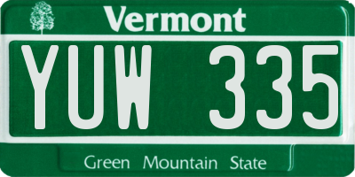 VT license plate YUW335