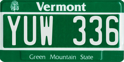VT license plate YUW336