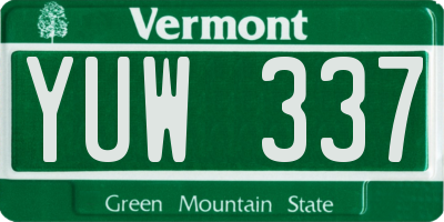 VT license plate YUW337