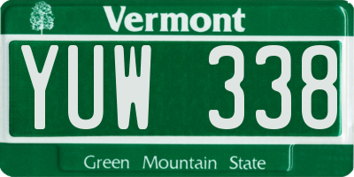 VT license plate YUW338