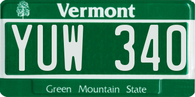 VT license plate YUW340