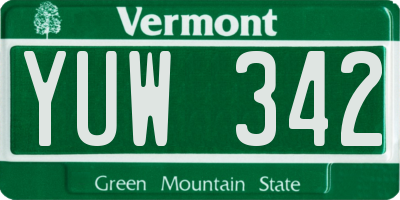 VT license plate YUW342
