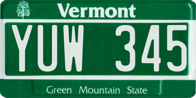 VT license plate YUW345
