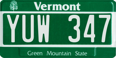 VT license plate YUW347